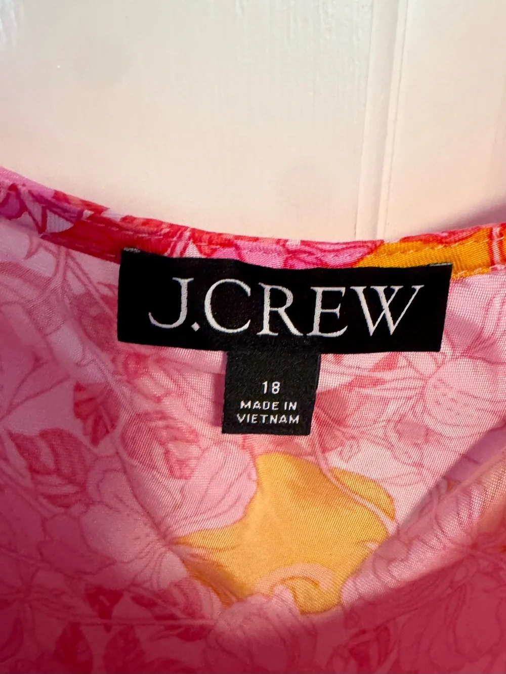J. Crew | Gwyneth V-neck cupro-blend slip dress, Pink Limone Print, Size 18 -EUC